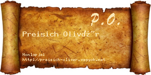 Preisich Olivér névjegykártya